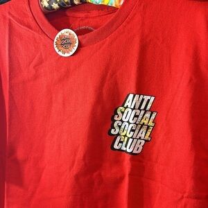 Brand New Anti Social Social Club Drop A Pin Tee 'Red' adult large short sleeve